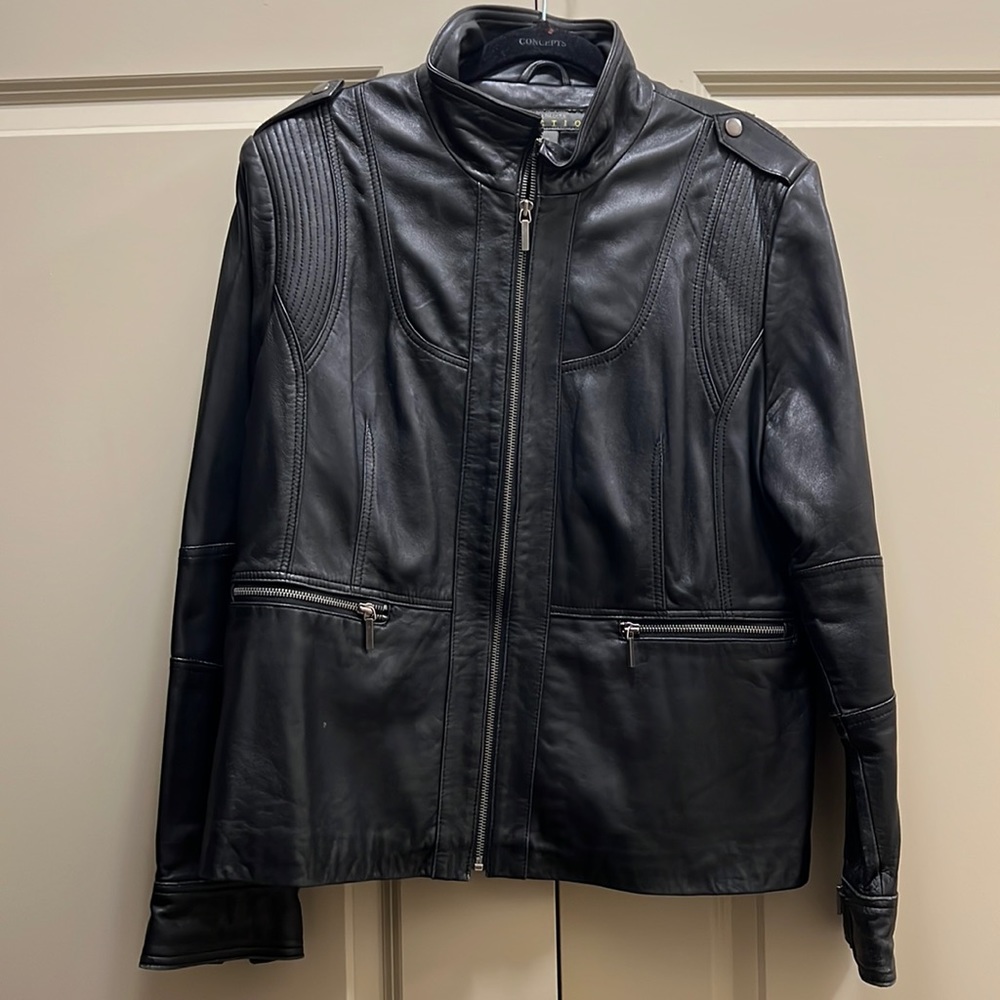 Kenneth Cole Reaction Black Leather Jacket Size XL